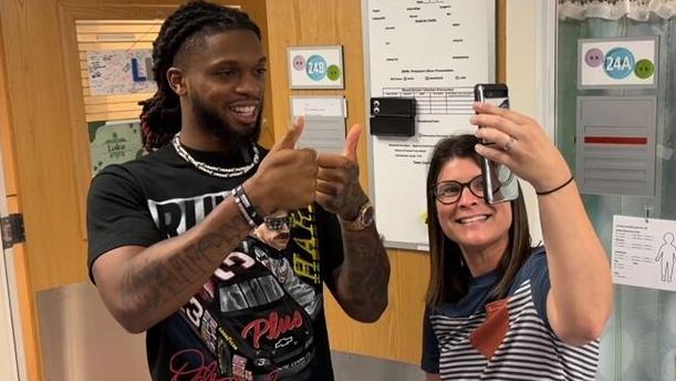 Damar Hamlin offers support to heart patients at St. Louis Children's Hospital